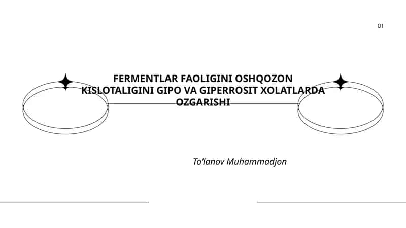 Fermentlar faoligini oshqozon kislotaligini gipo va giperrosit xolatlarda ozgarishi 1