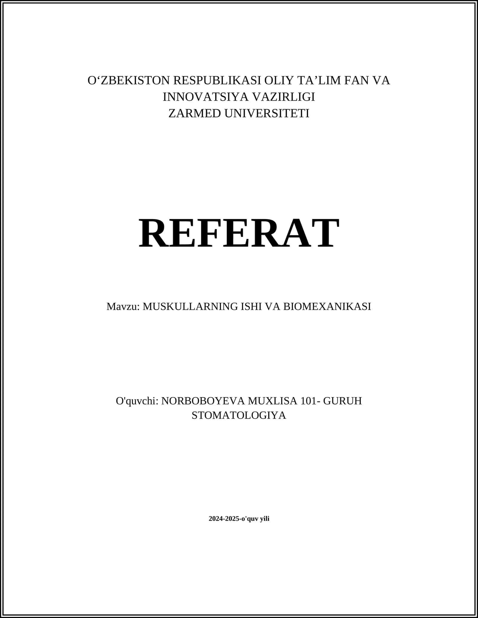 MUSKULLARNING ISHI VA BIOMEXANIKASI 1