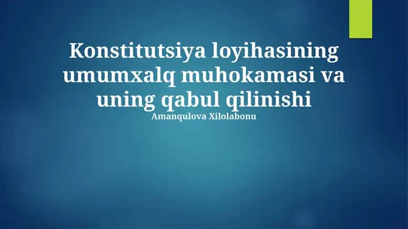 Konstitutsiya loyihasining umumxalq muhokamasi va uning qabul qilinishi 1