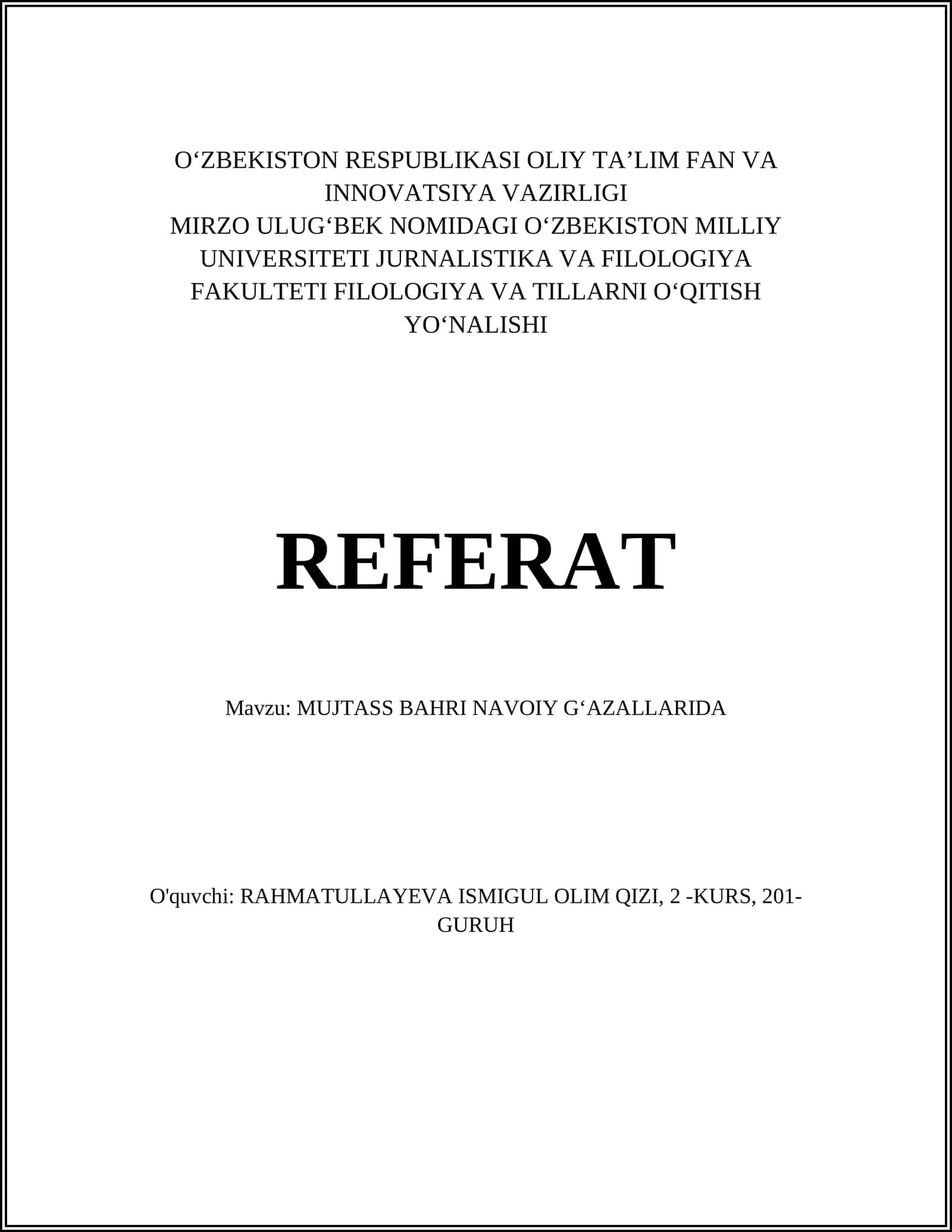 MUJTASS BAHRI NAVOIY GʻAZALLARIDA 1