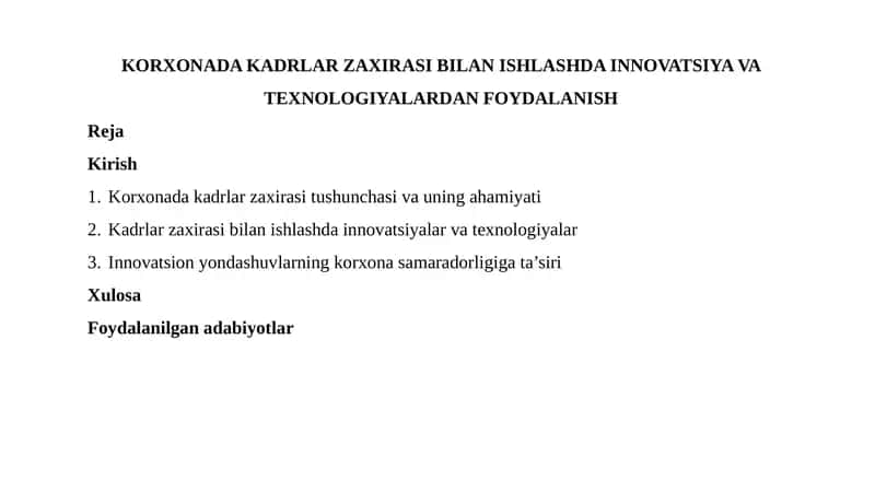 Korxonada Kadrlar Zaxirasi Bilan Ishlashda Innovatsiya va Texnologiyalardan Foydalanish 1