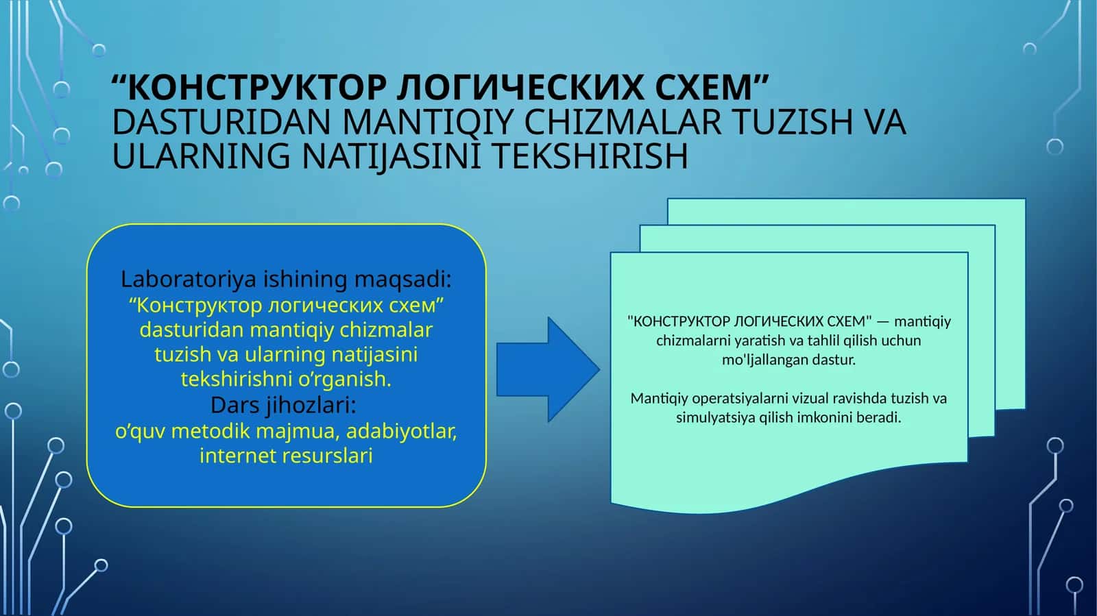 DASTURIDAN MANTIQIY CHIZMALAR TUZISH VA ULARNING NATIJASINI TEKSHIRISH 1