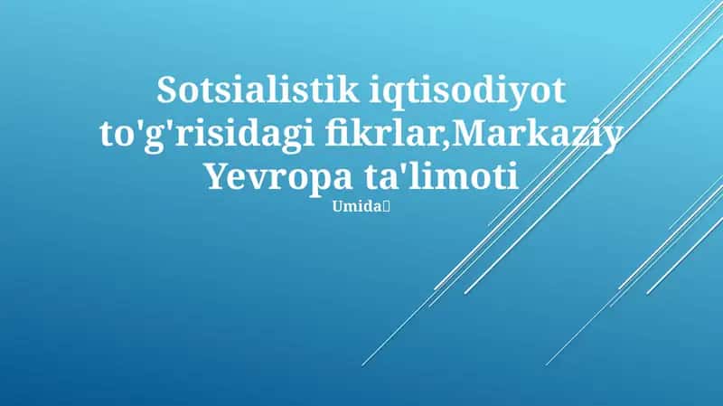 Markaziy Yevropa Sotsializmining kelajagi 1