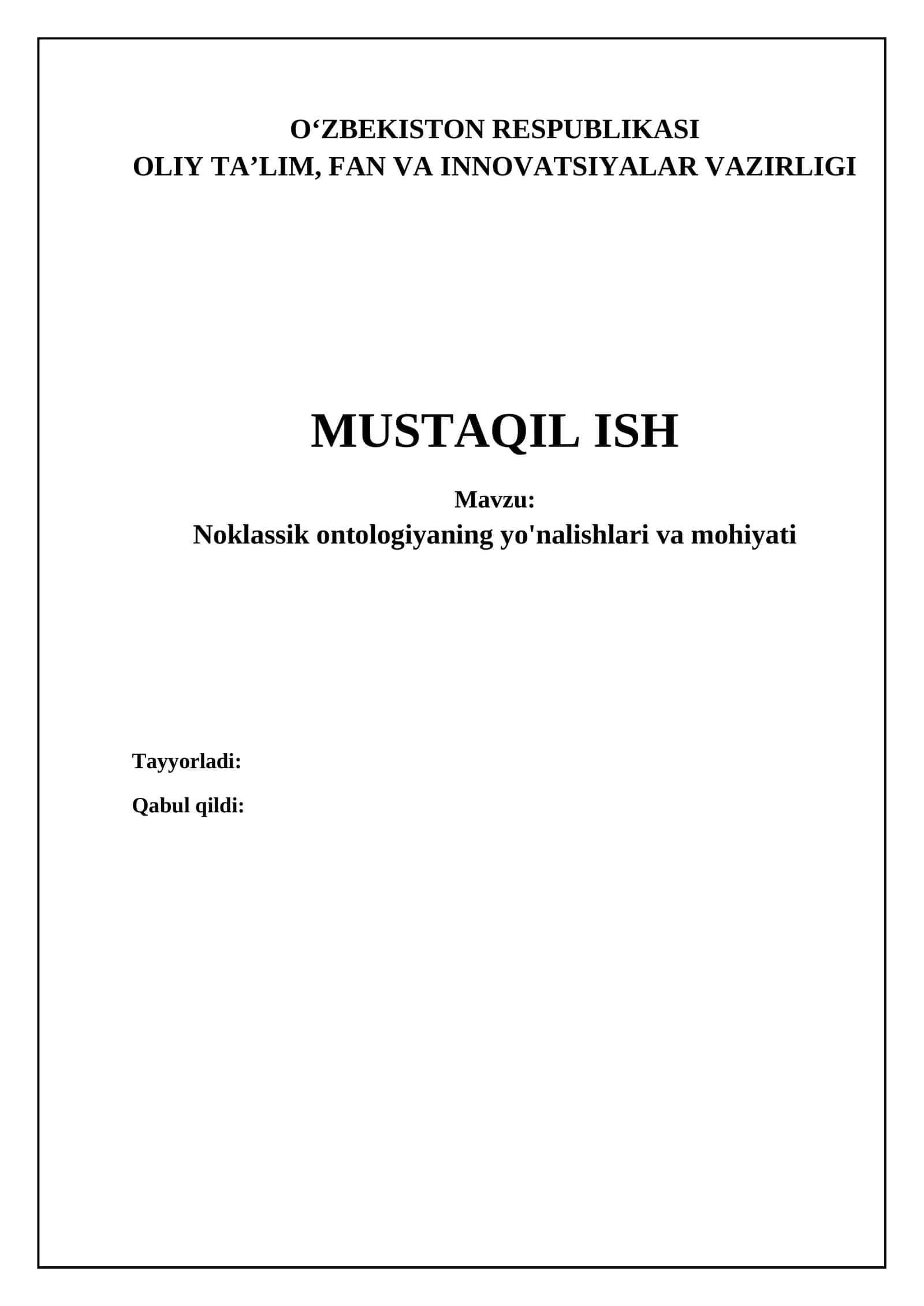 Noklassik ontologiyaning yo'nalishlari va mohiyati 1