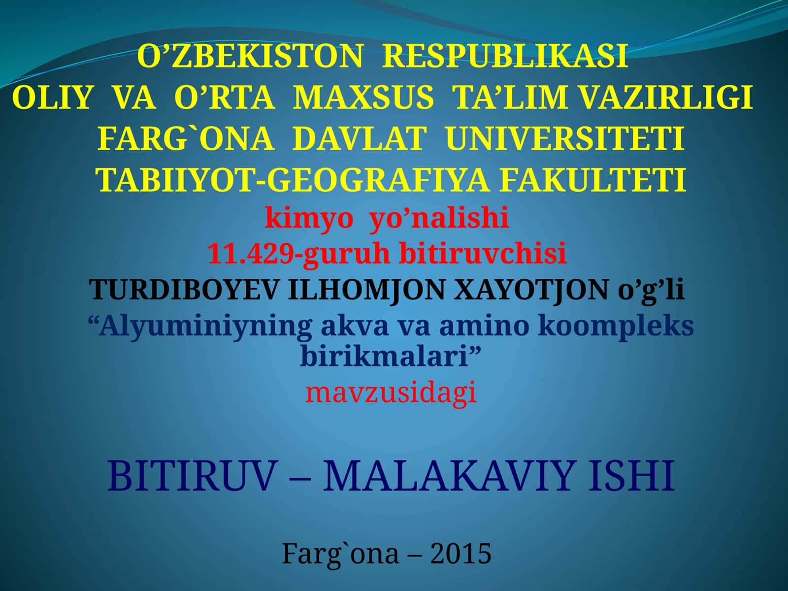 Alyuminiyning akva-aminokoompleks birikmalari 1