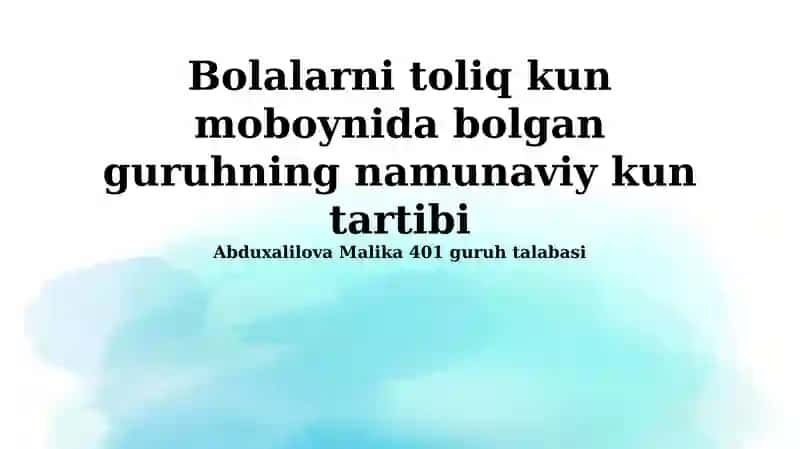 Kun tartibi boshlanishi