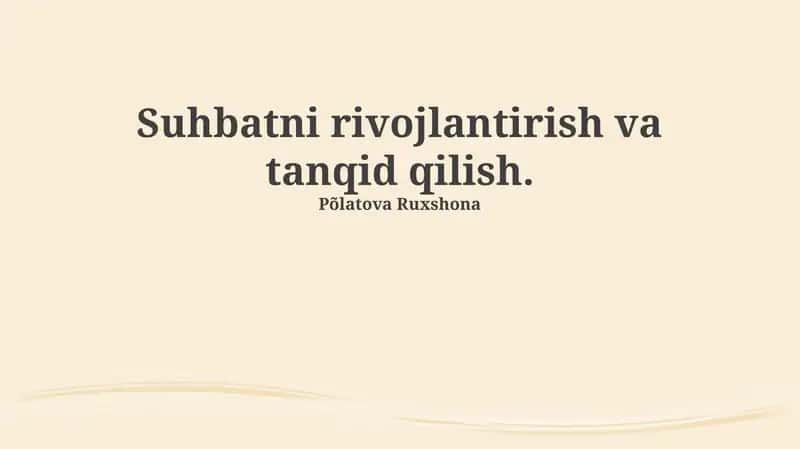 Suhbatni rivojlantirish va tanqid qilish 1