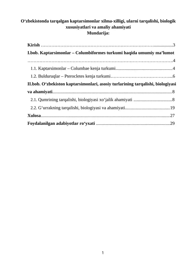 Kaptarsimonlar – Columbiformes turkumi 1