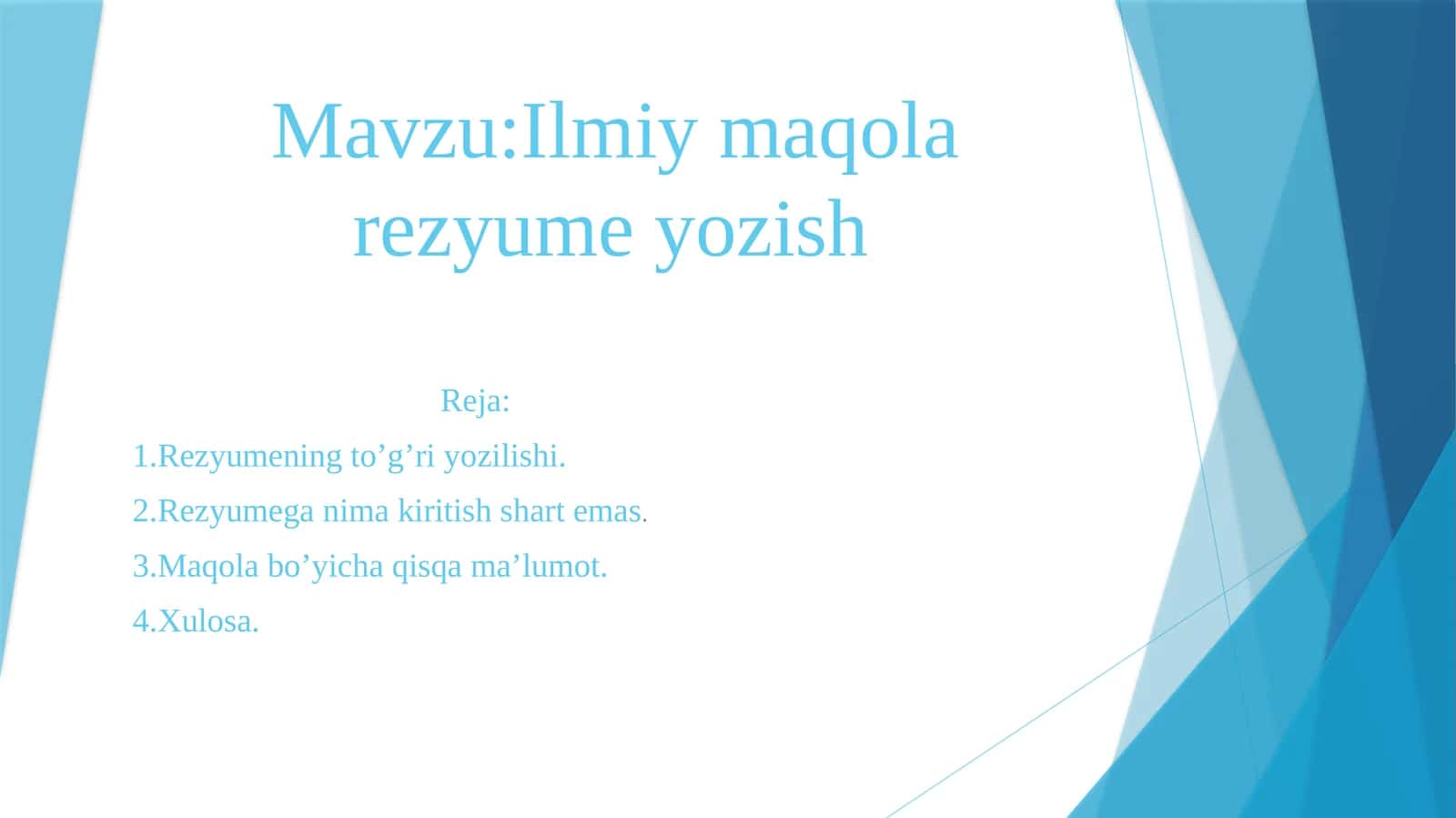 Ilmiy maqola rezyume yozish 1