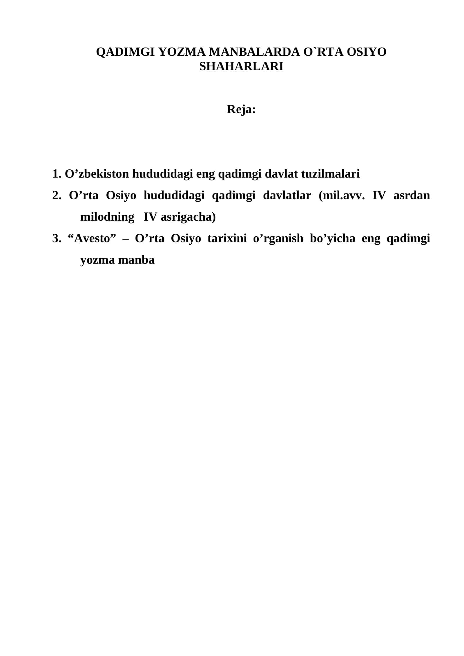 O`RTA OSIYO SHAHARLARI 1