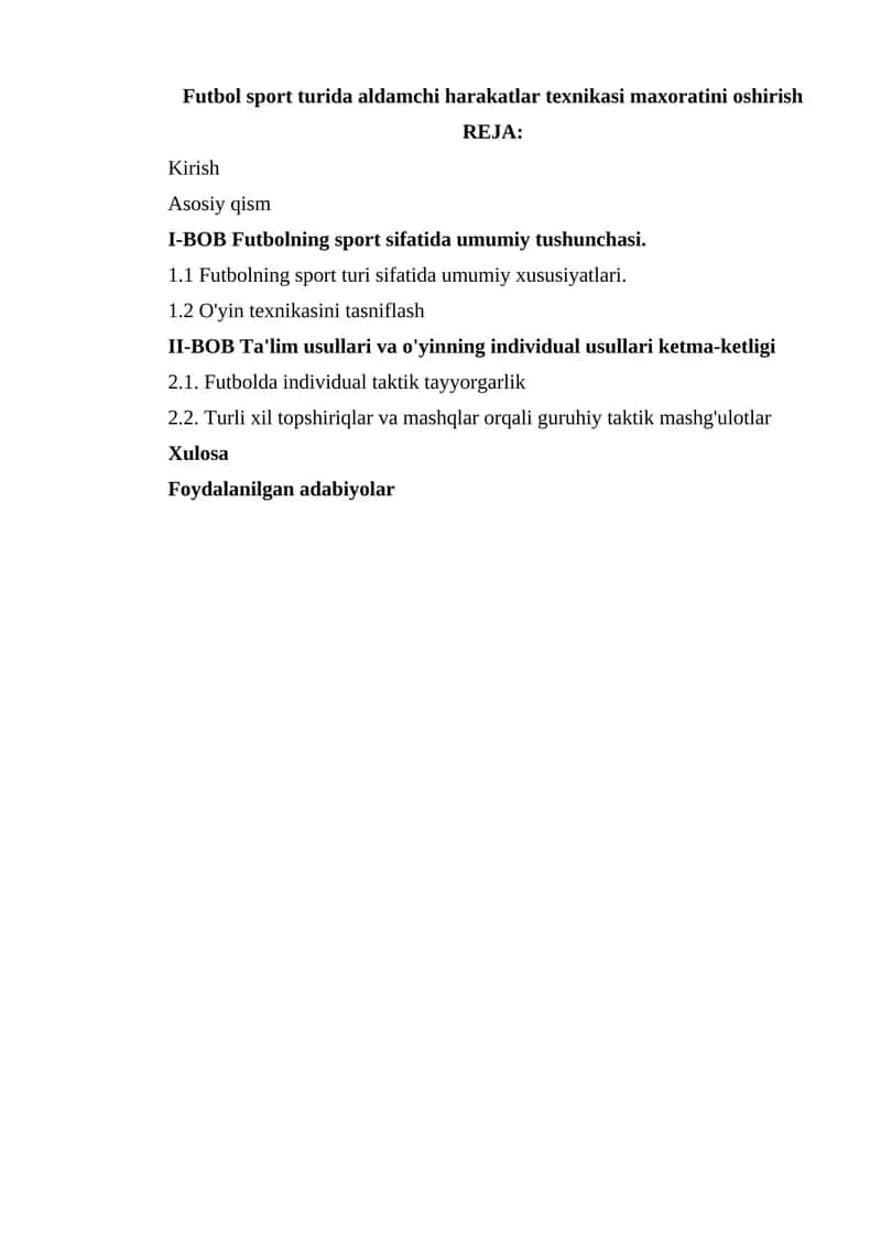 Futbolning sport sifatida umumiy tushunchasi 1