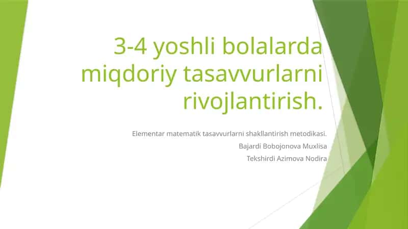 Elementar matematik tasavvurlarni shakllantirish 1