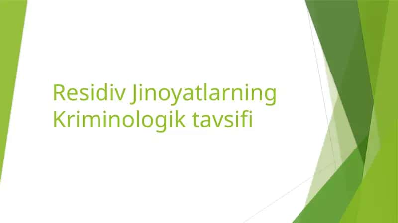 Residiv Jinoyatlarning Kriminologik tavsifi 1