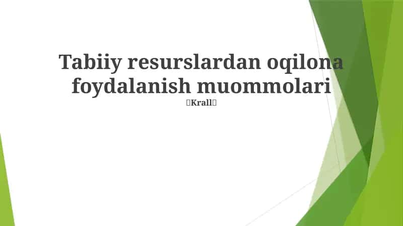 Barqaror Qishloq Xo'jaligi Amaliyoti 1