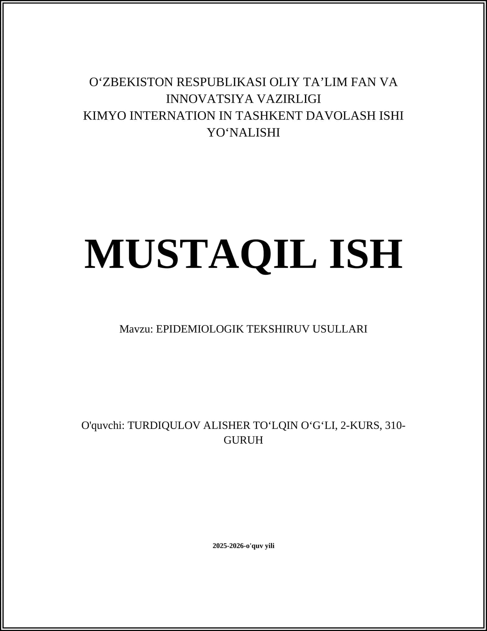 EPIDEMIOLOGIK TEKSHIRUV USULLARI 1