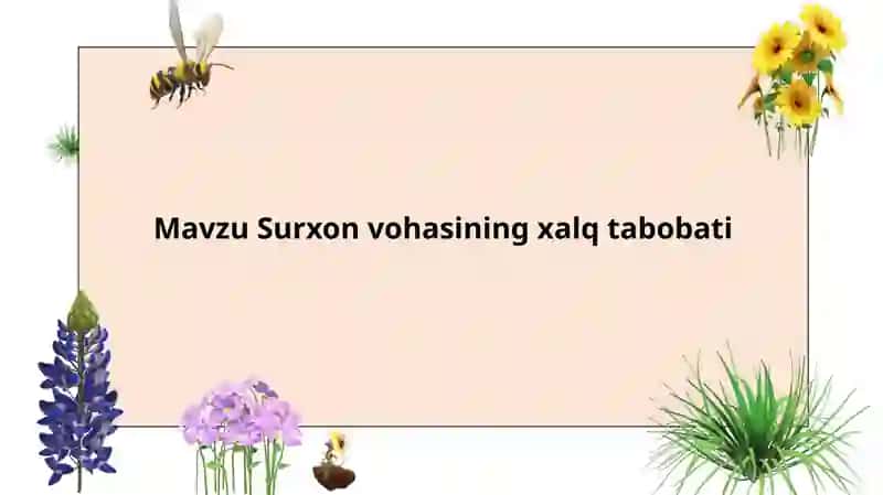 Surxonvohasining xalq tabobati