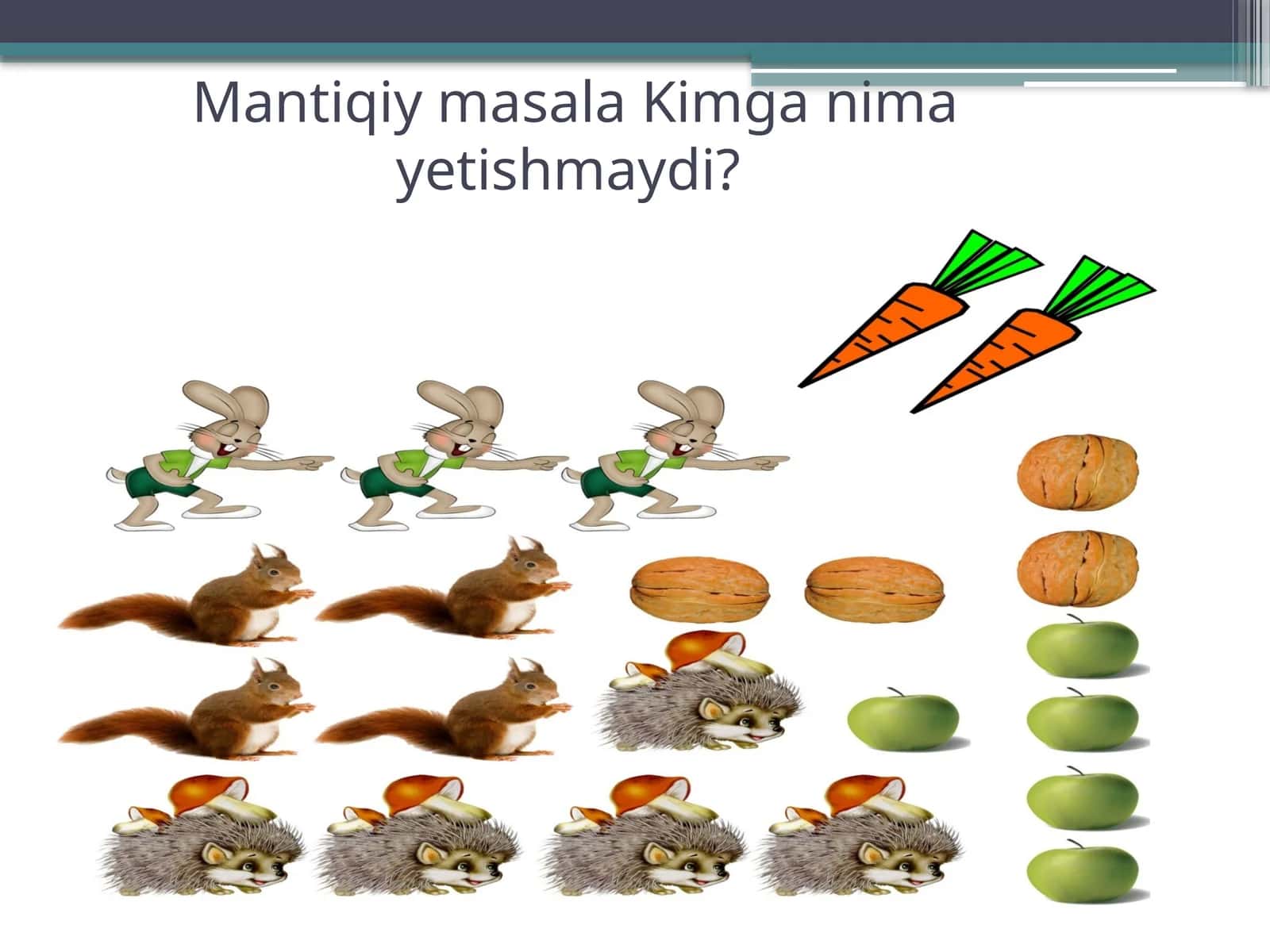 Mantiqiy masala Kimga nima yetishmaydi? 1