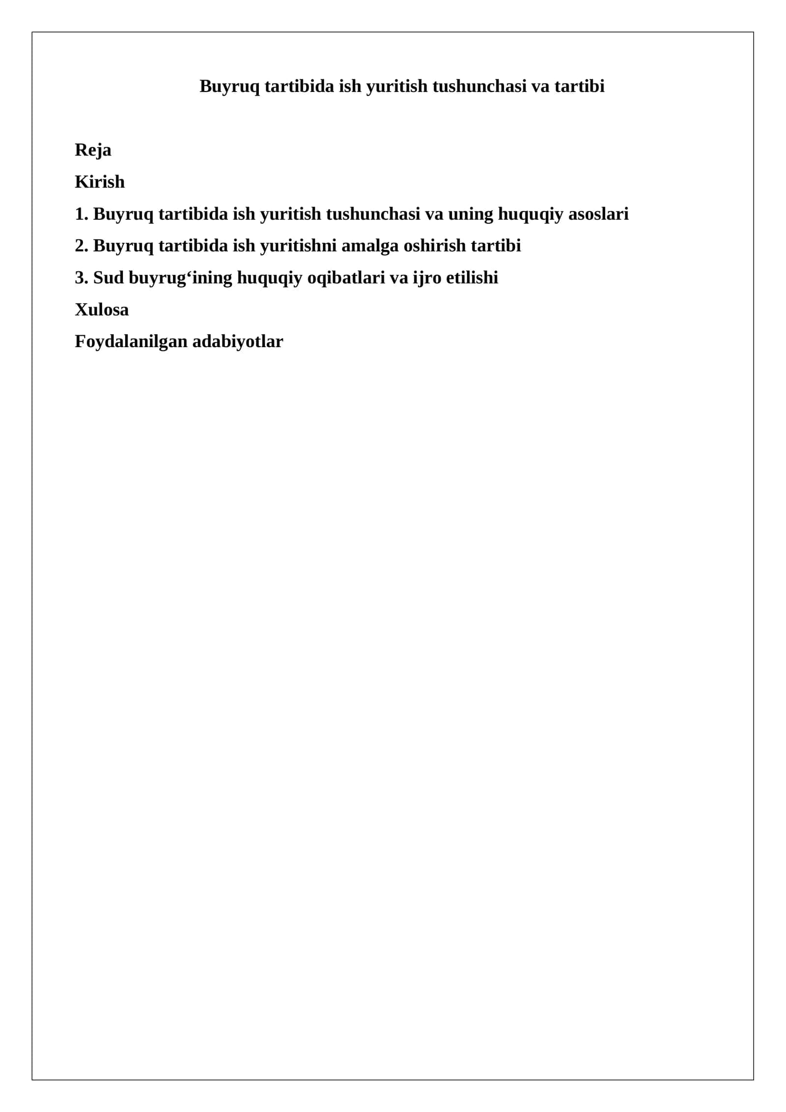 Buyruq tartibida ish yuritish tushunchasi va tartibi 1