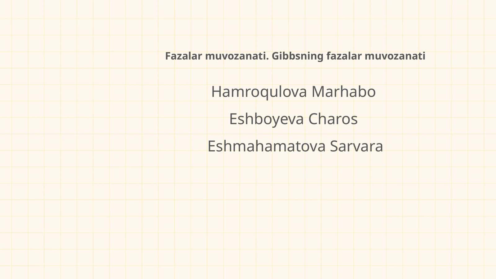 Fazalar muvozanati. Gibbsning fazalar muvozanati 1