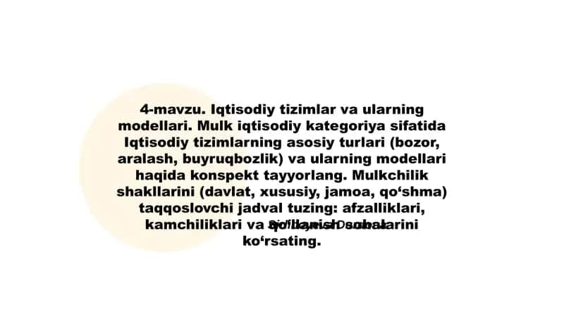 Iqtisodiy tizimlar va ularning modellari 1