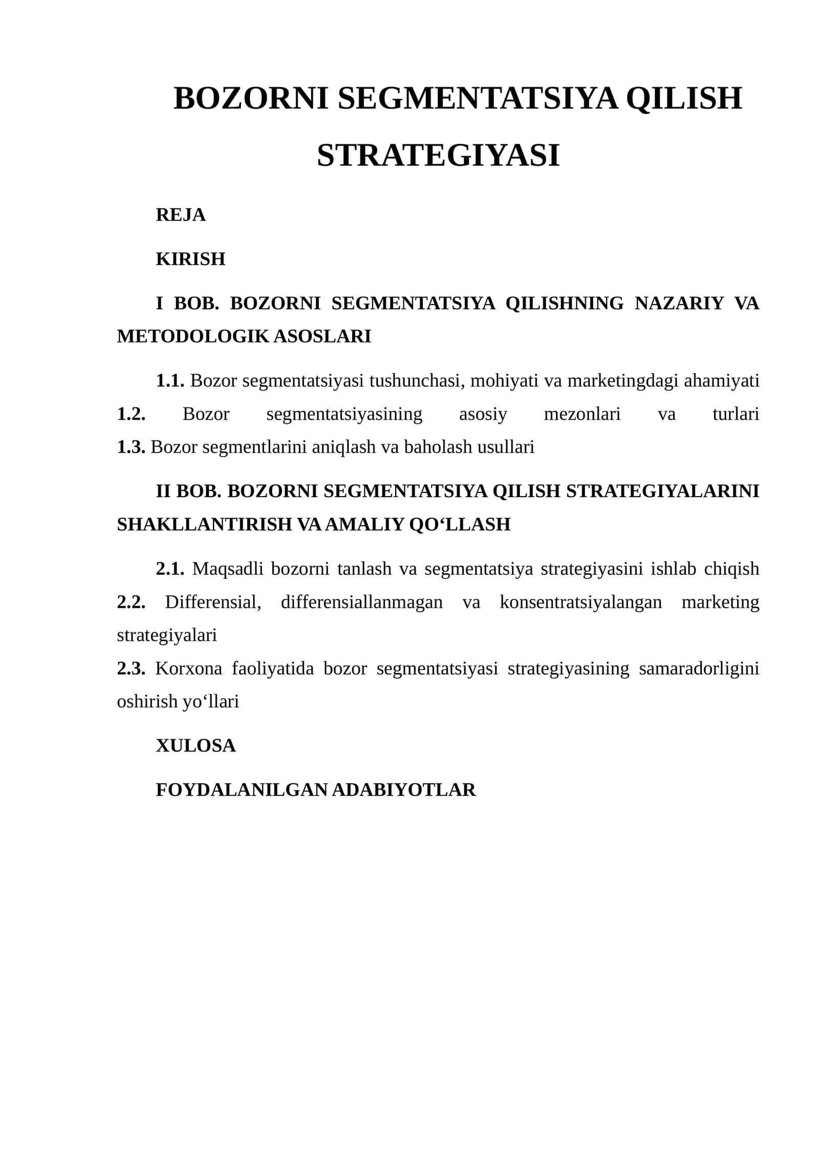 BOZORNI SEGMENTATSIYA QILISH STRATEGIYASI 1