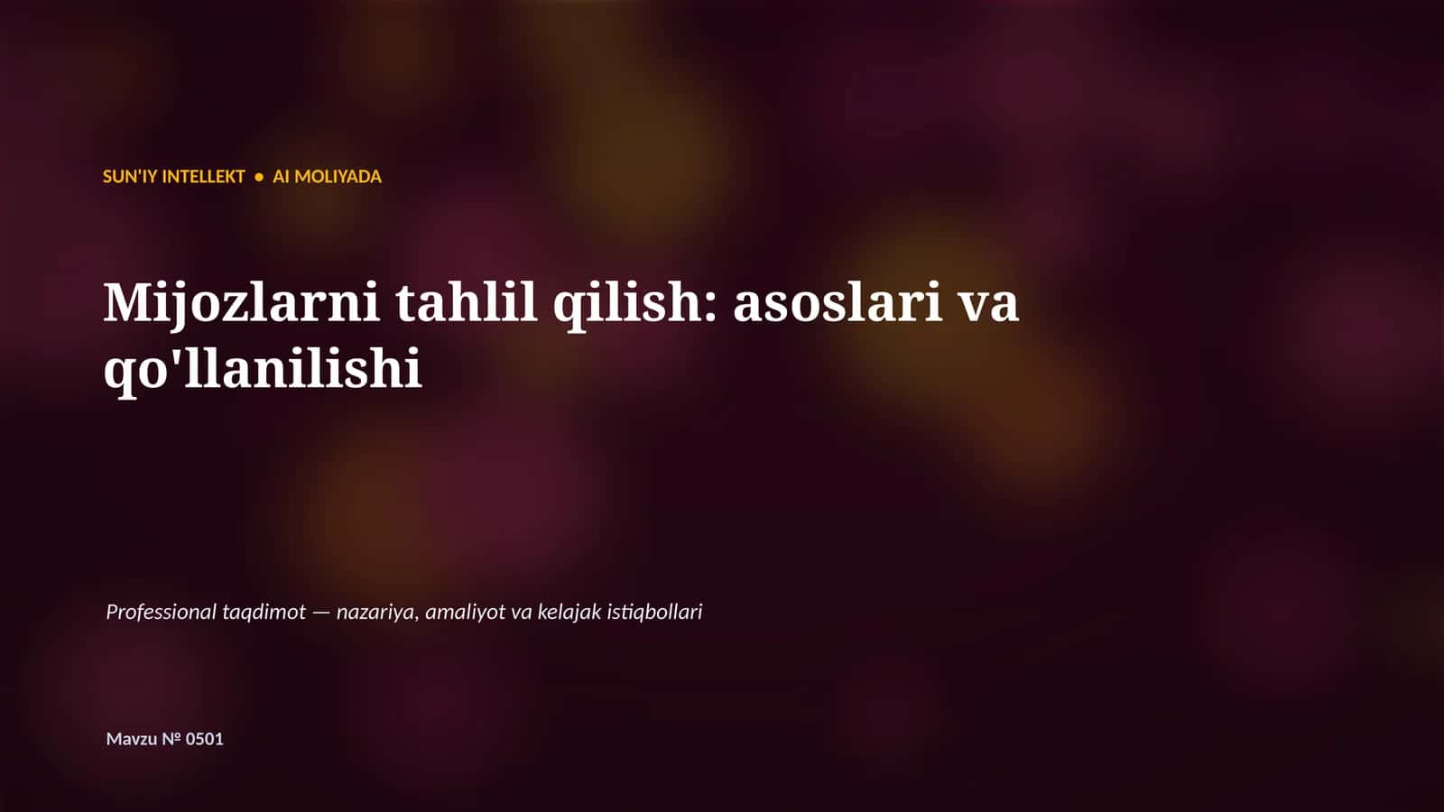 SUN'IY INTELLEKT • AI MOLIYADA 1