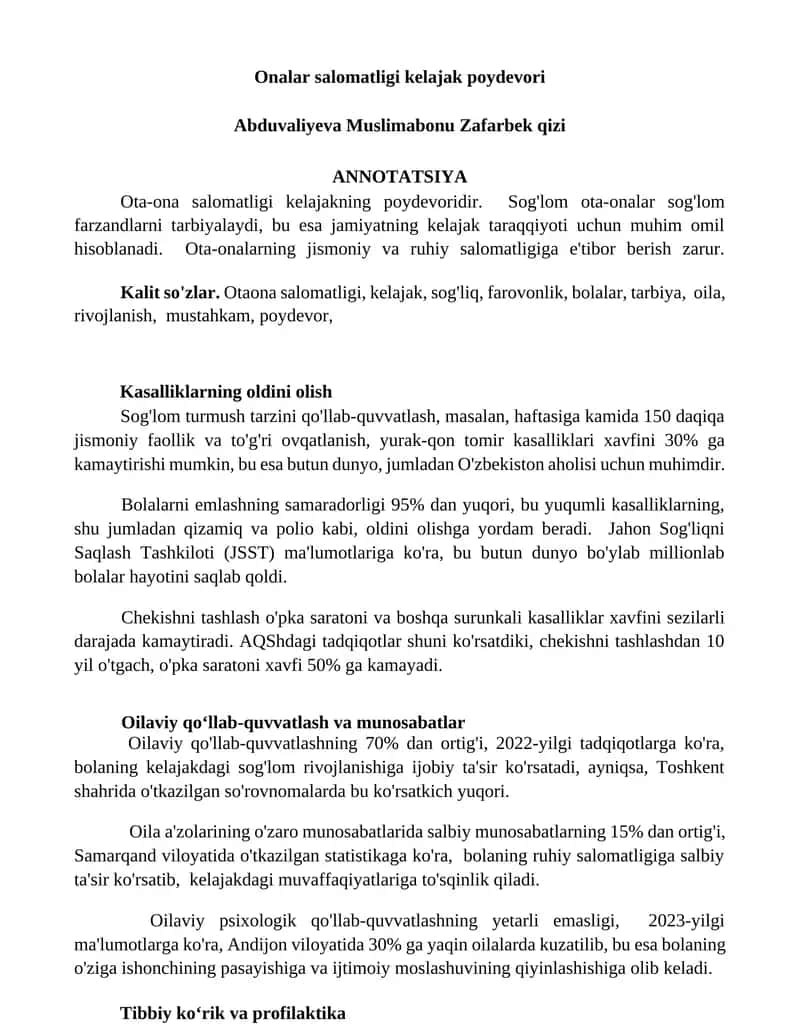 Onalar salomatligi kelajak poydevori 1