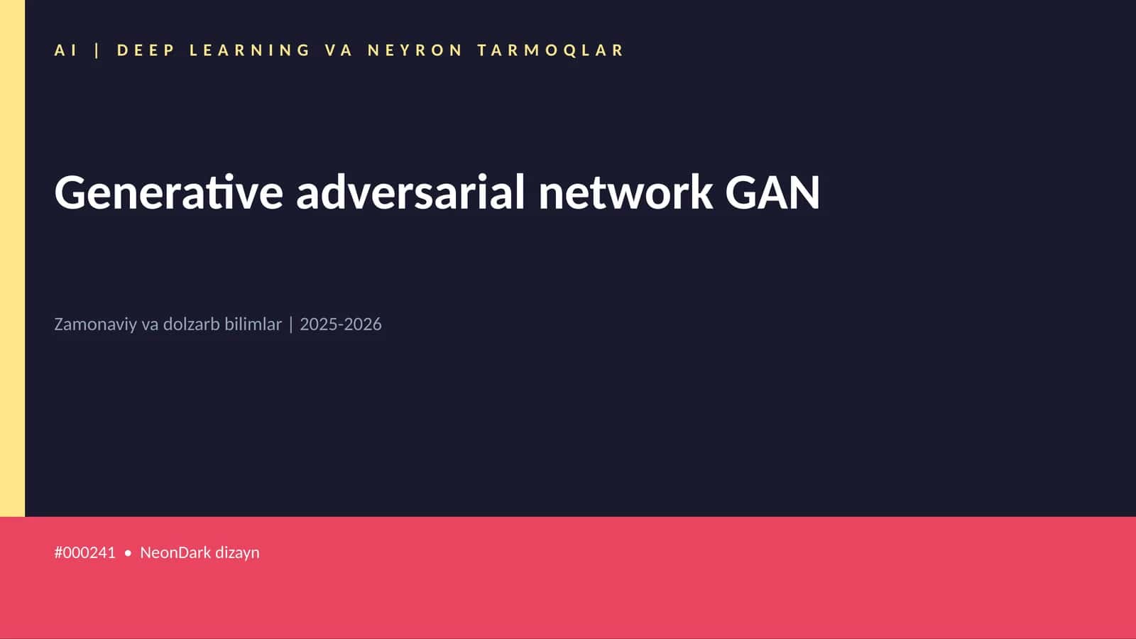 Generative adversarial network GAN 1
