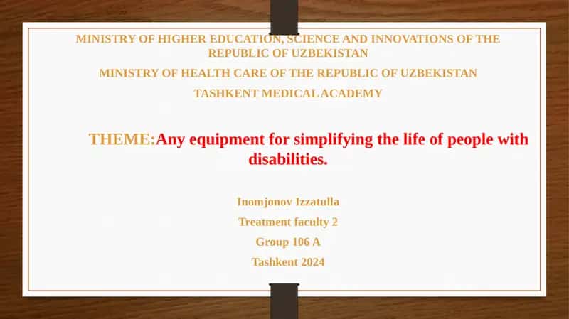 Anyequipment for simplifying the life of people with disabilities 1