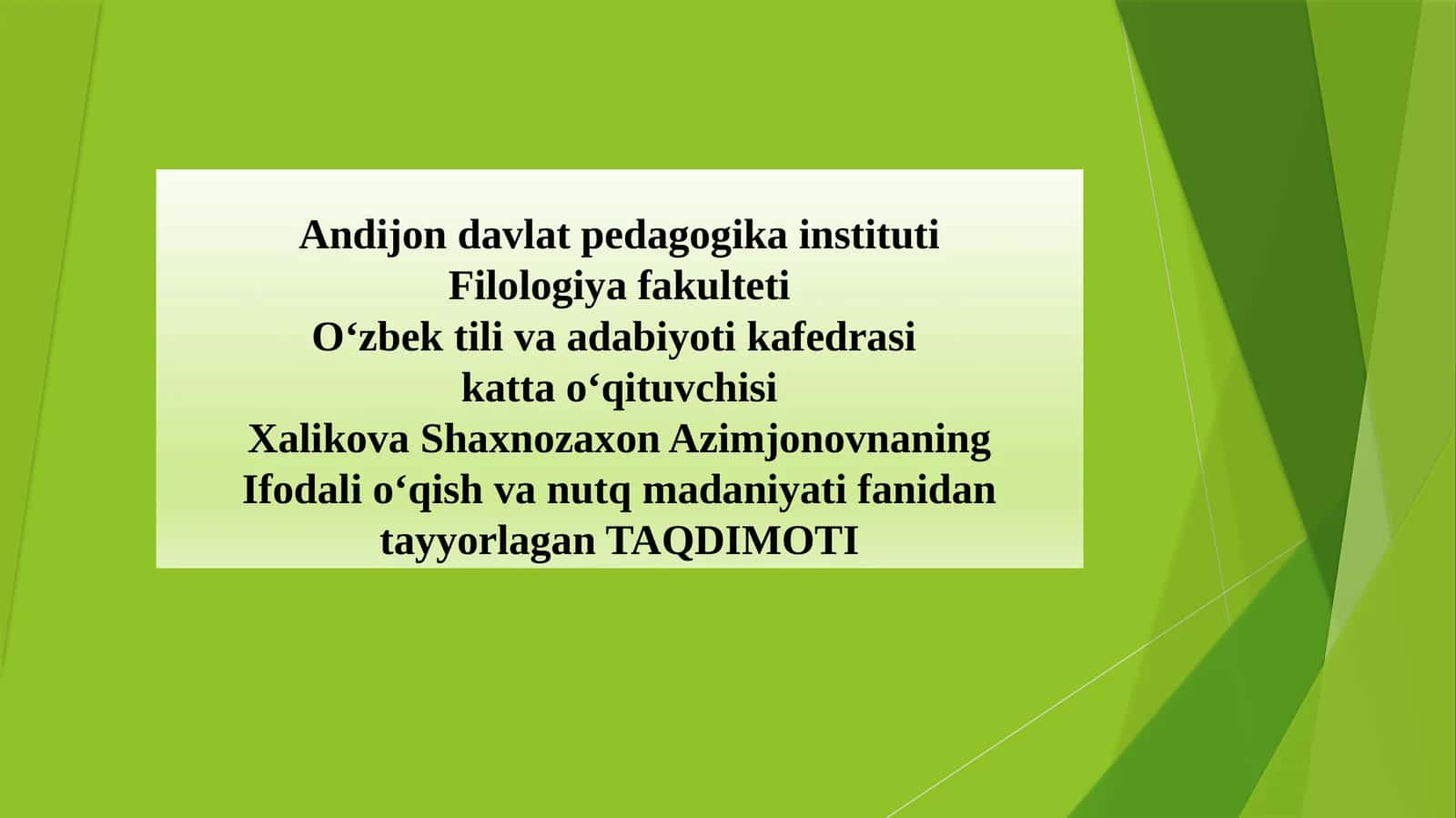 O‘ZBEK NOTIQLIGI VA NUTQ MADANIYATI TARIXI 1