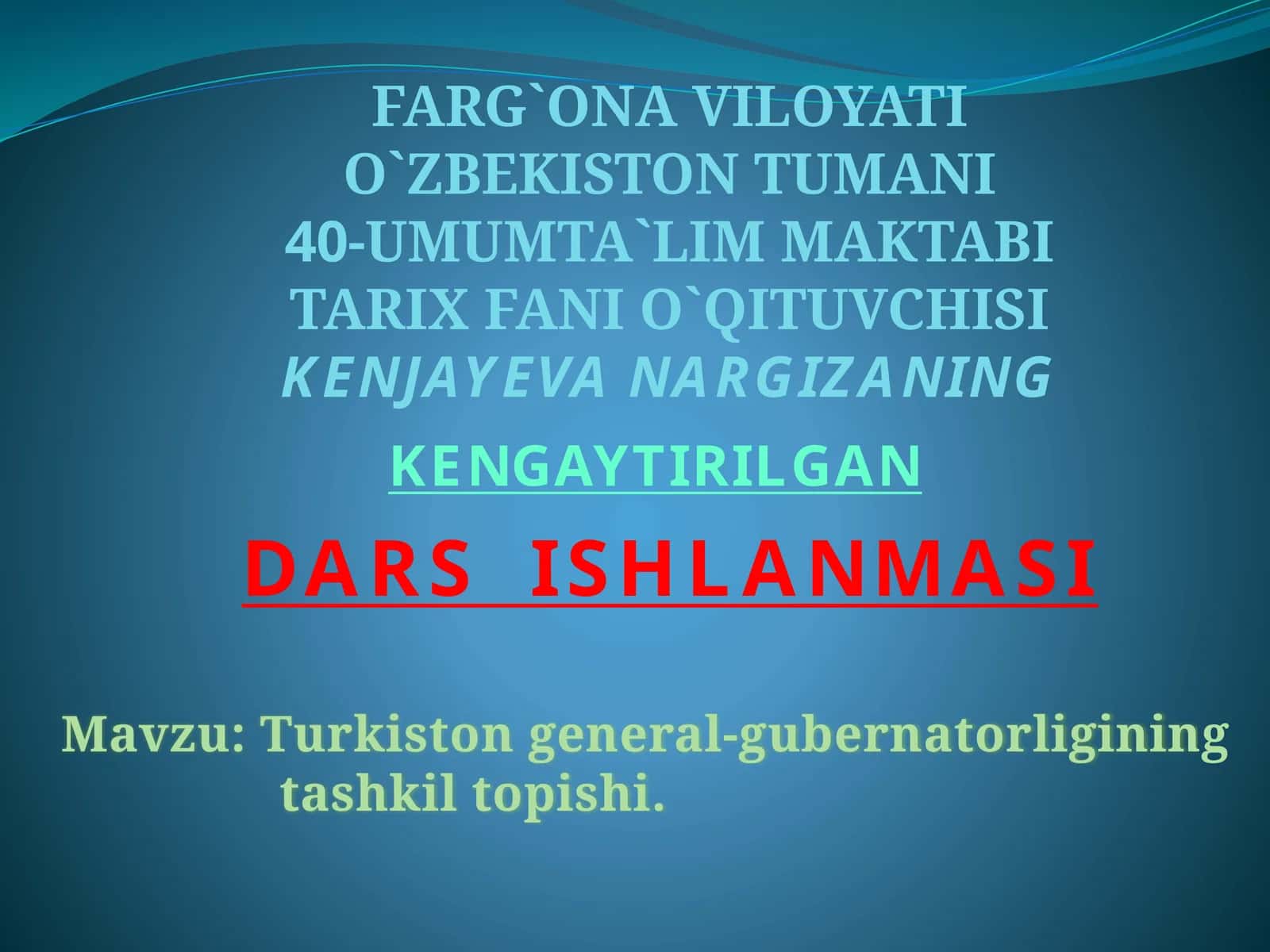 Turkiston general-gubernatorligining tashkil topishi 1
