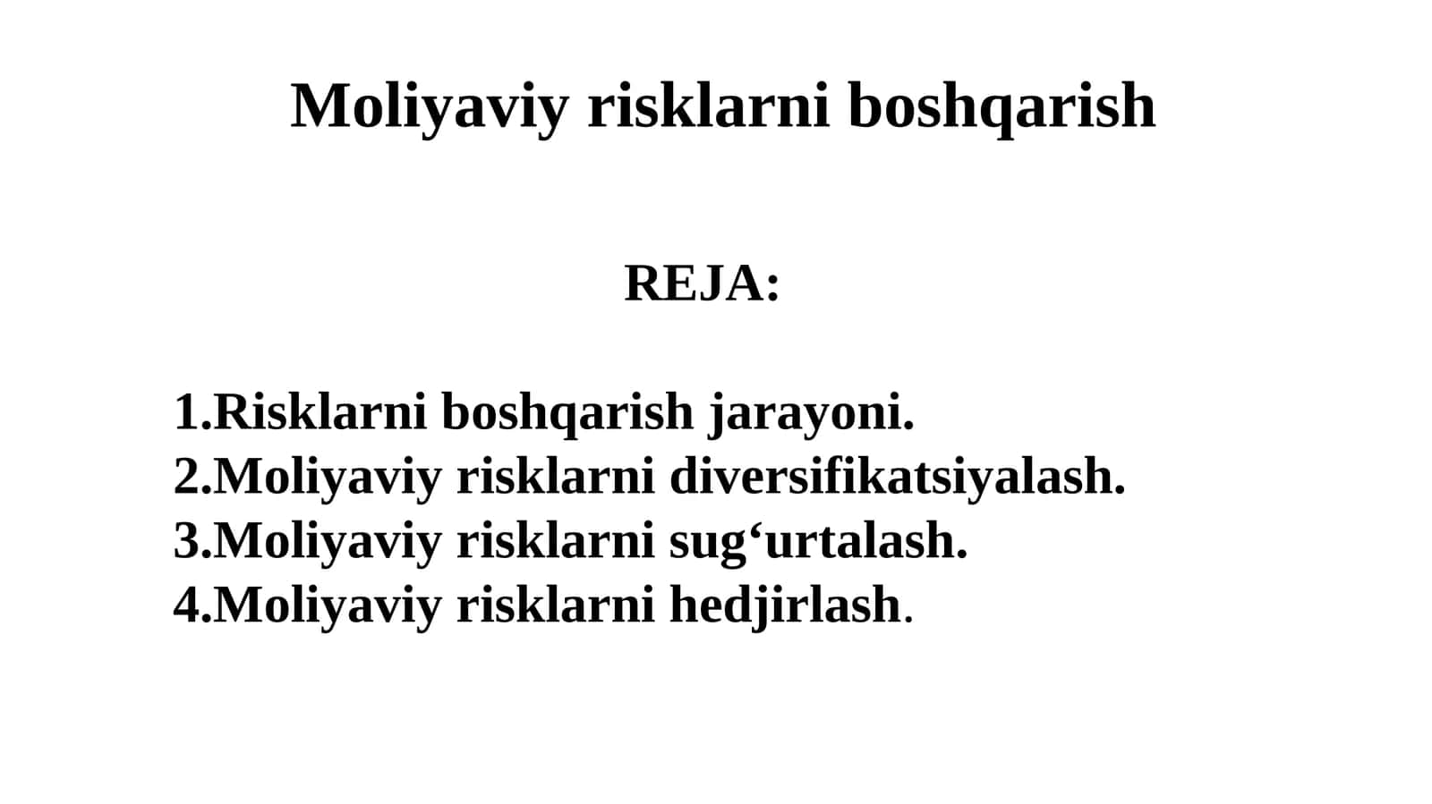 Moliyaviy risklarni boshqarish 1
