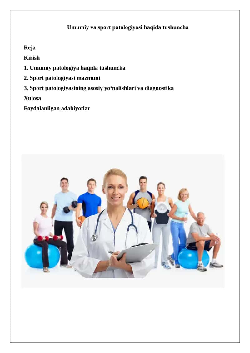 Umumiy va sport patologiyasi haqida tushuncha 1