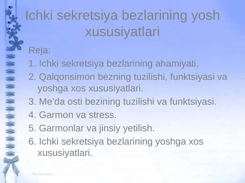 Ichki sekretsiya bezlarining yosh xususiyatlari 1