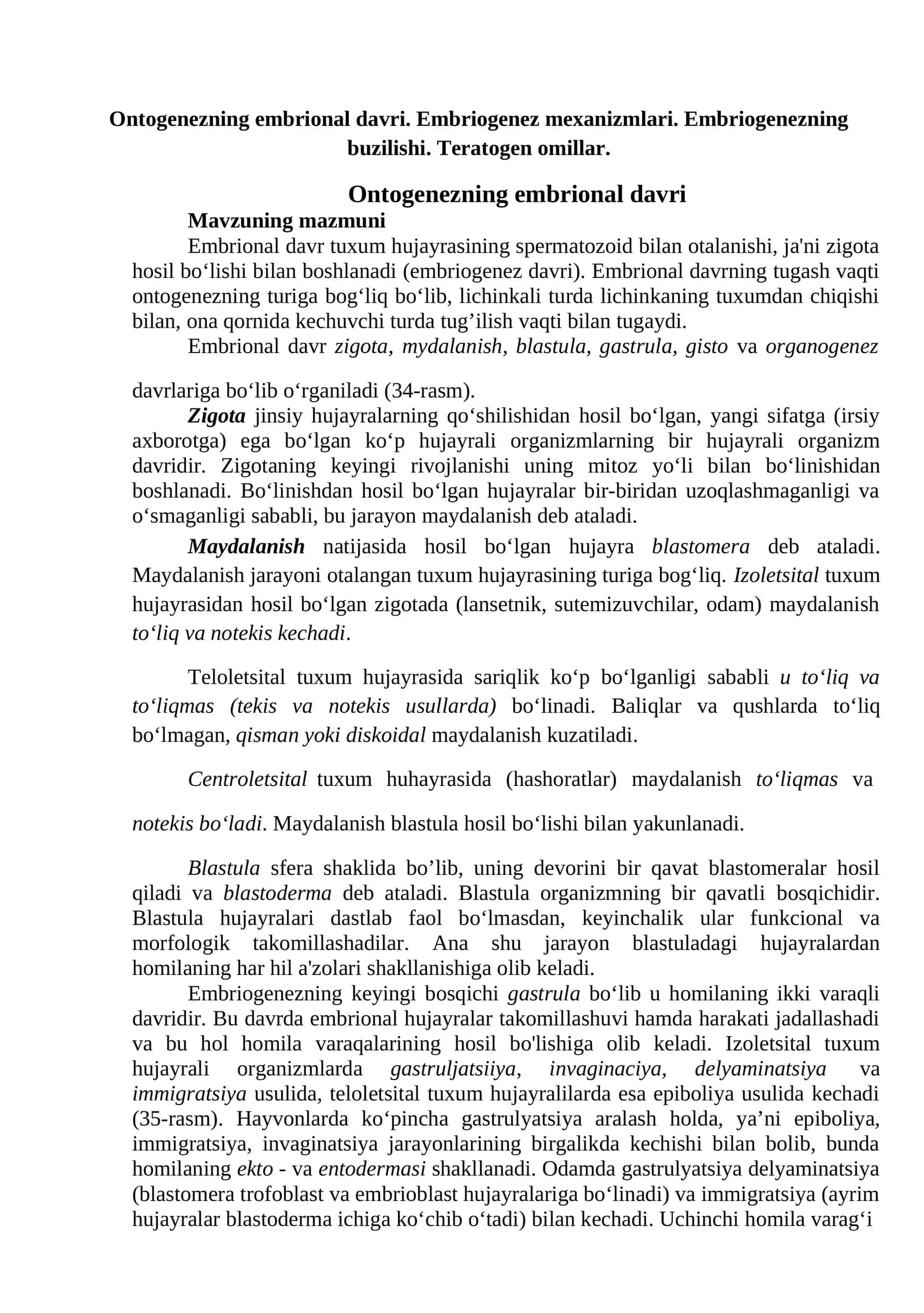 Ontogenezning embrional davri 1