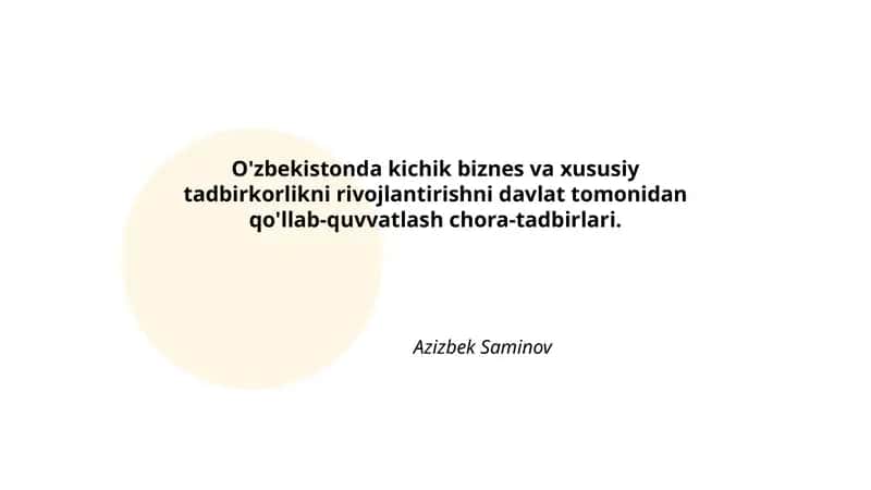 Kichik biznes va xususiy tadbirkorlikni rivojlantirish 1