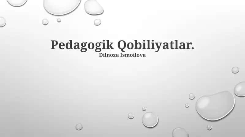 Pedagogik Qobiliyatlar 1