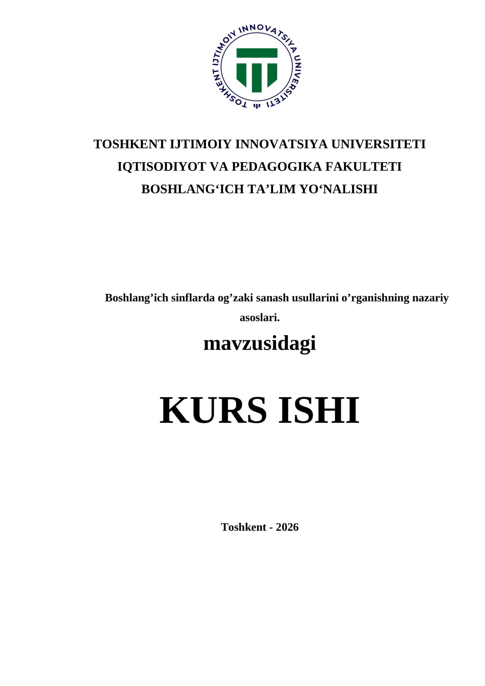 Boshlang’ich sinflarda og’zaki sanash usullarini o’rganishning nazariy asoslari 1