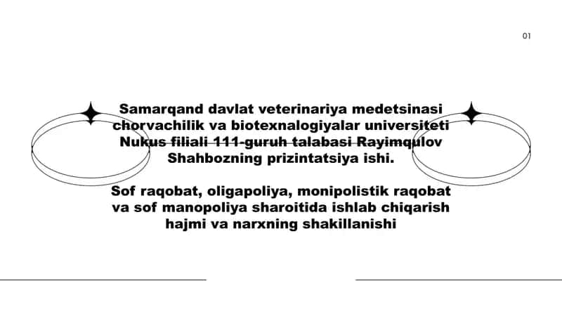 Ishlab chiqarish hajmi va narxning shakillanishi 1