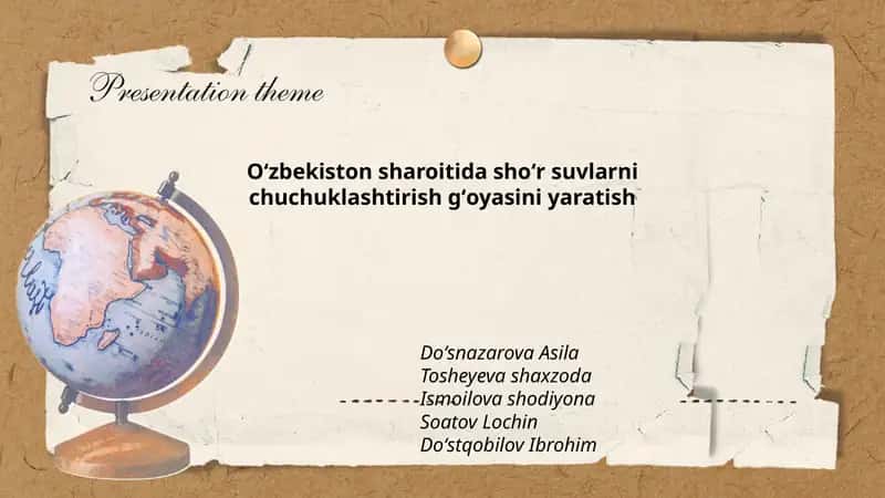 Oʻzbekiston sharoitida shoʻr suvlarni chuchuklashtirish gʻoyasini yaratish 1