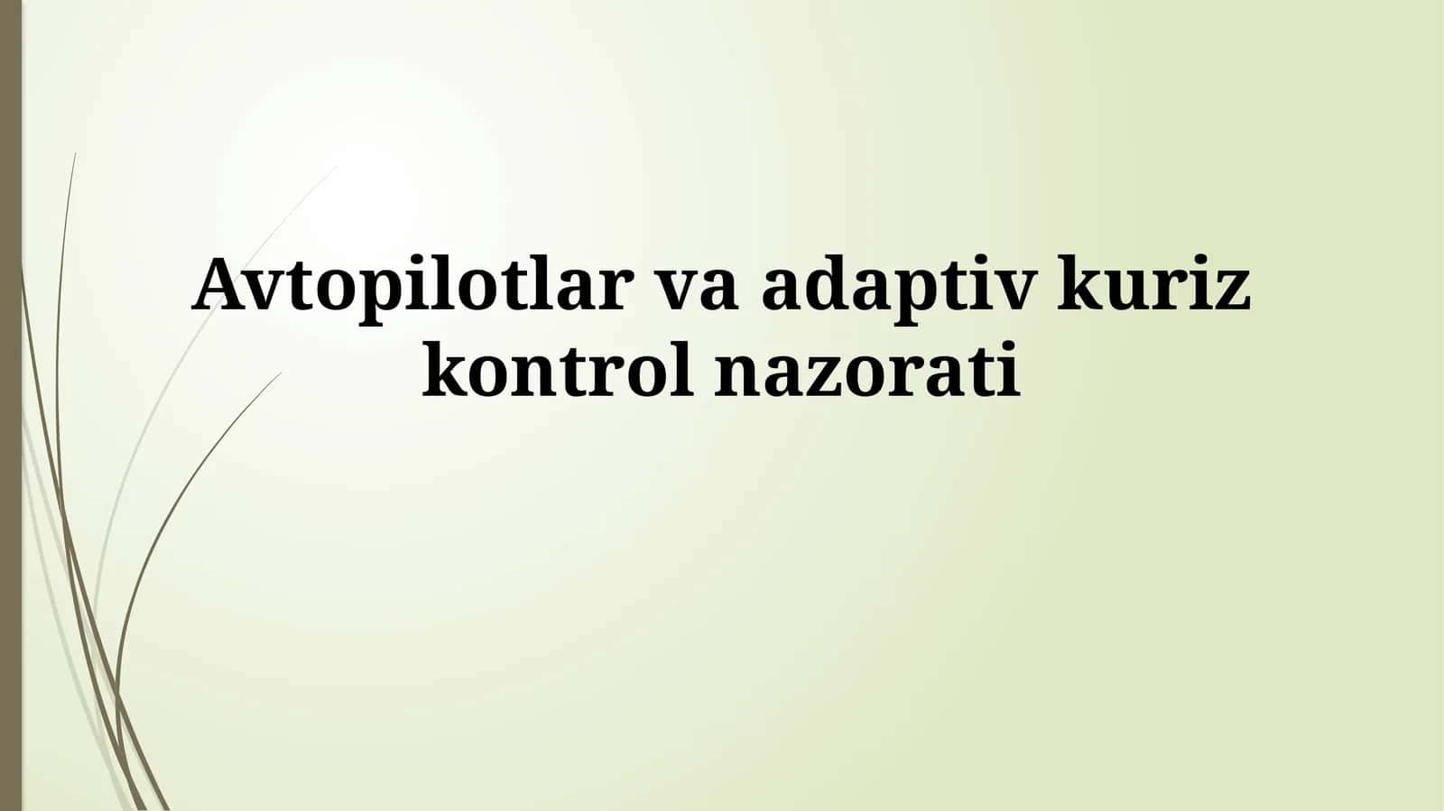 Avtopilotlar va adaptiv kurizkontrolnazorati 1