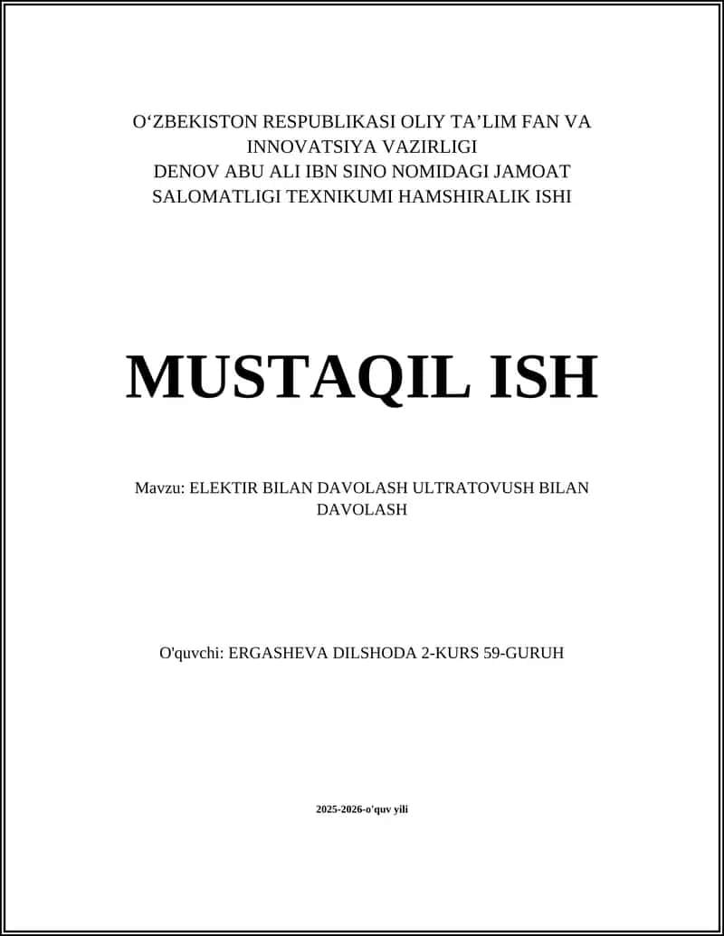 ELEKTR BILAN DAVOLASH ULTRATOVUSH BILAN DAVOLASH 1