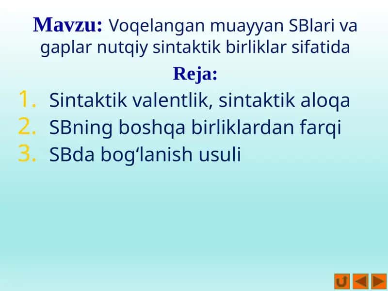Voqelangan muayyan SBlari va gaplar nutqiy sintaktik birliklar sifatida 1