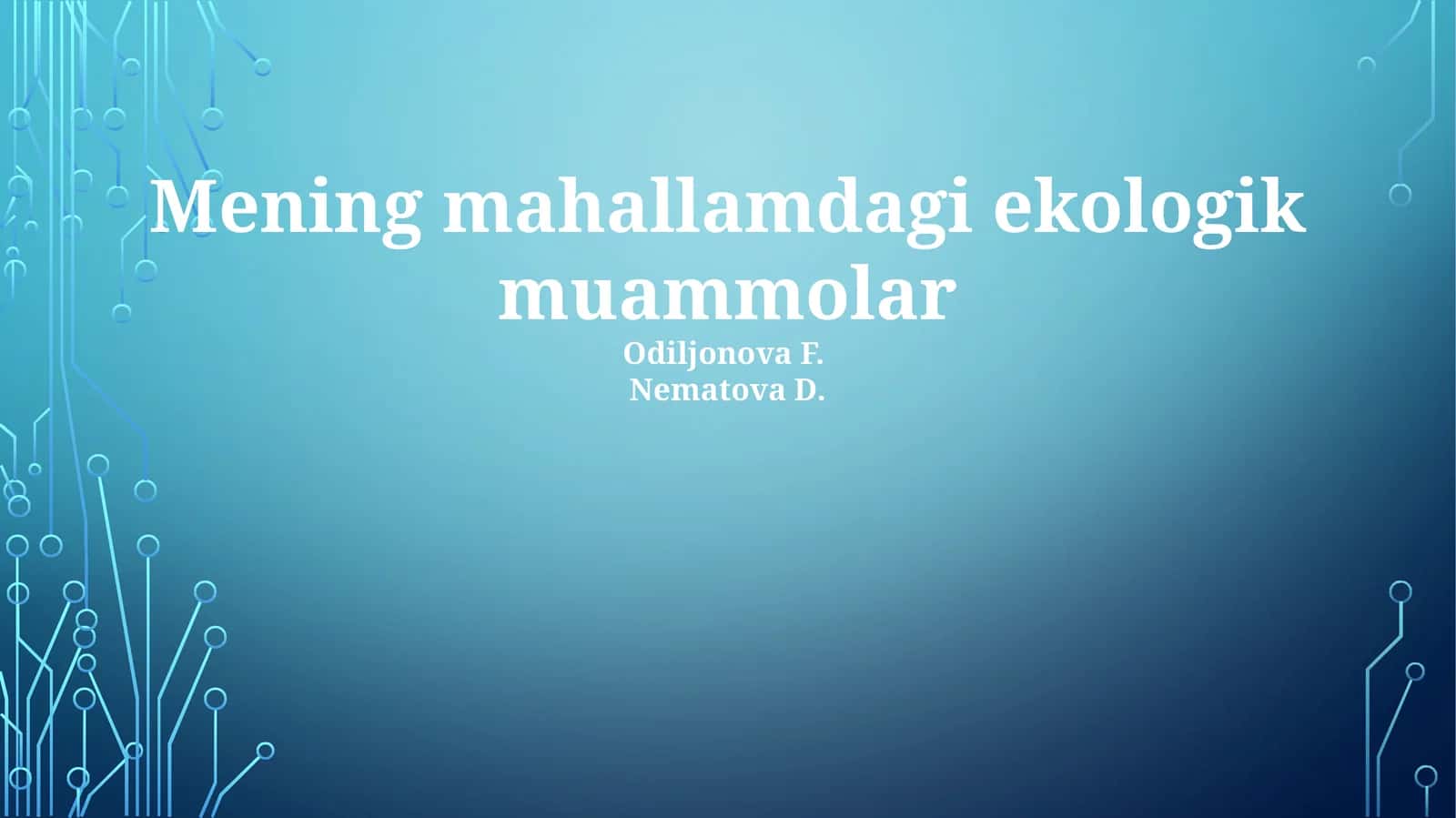Mening mahallamdagi ekologik muammolar 1