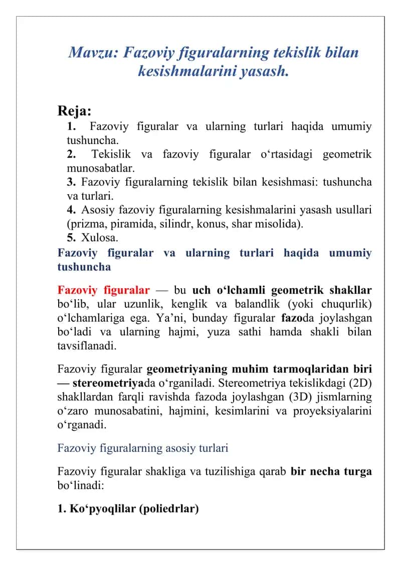 Fazoviy figuralar va ularning turlari 1
