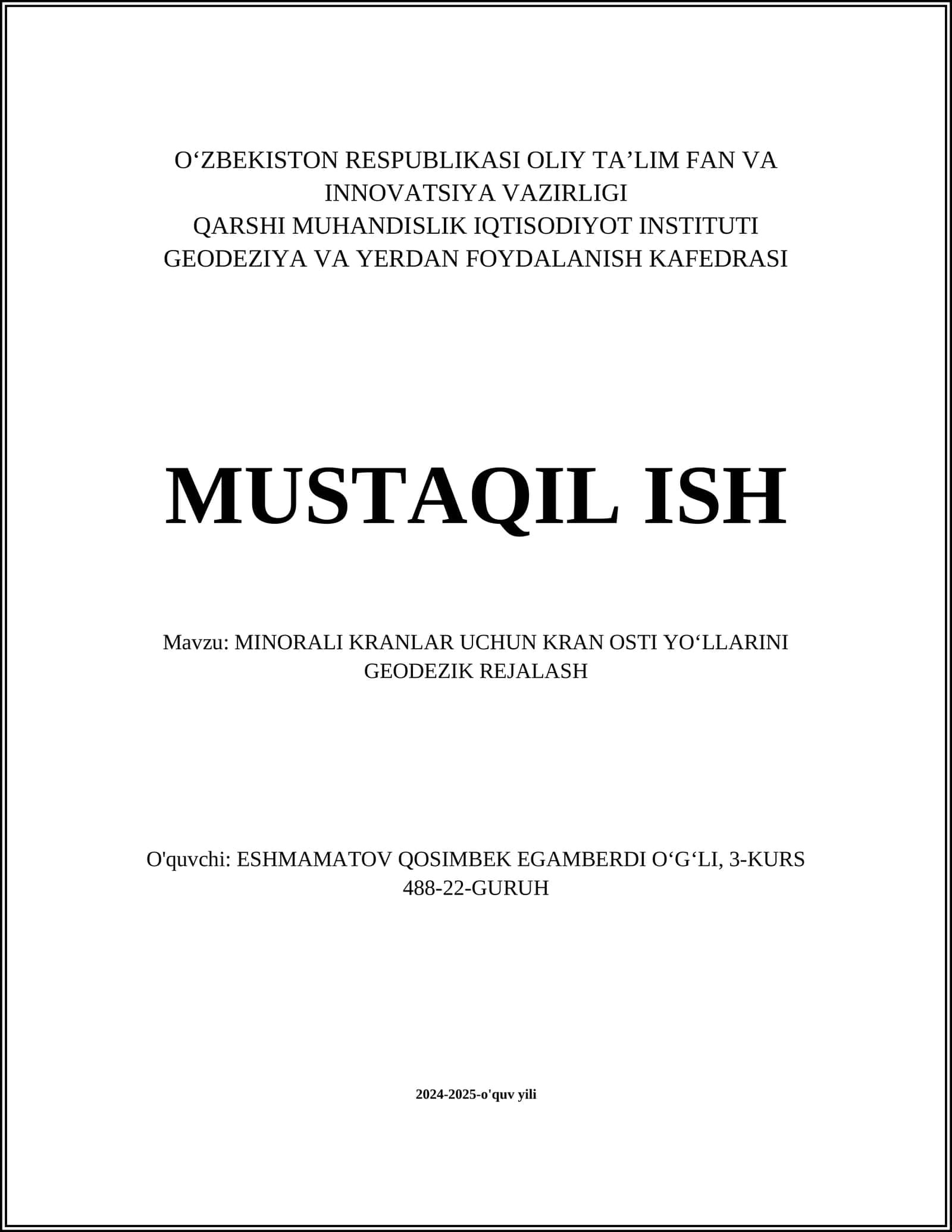 Geodezik rejalashtirishning asosiy tamoyillari 1