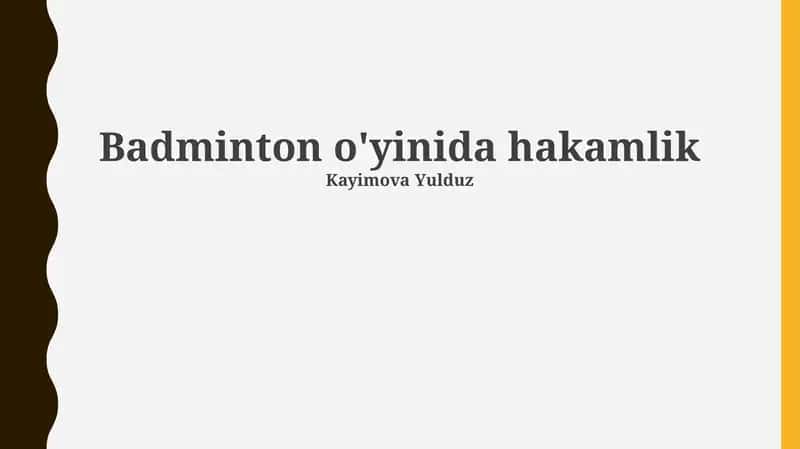 Badminton Hakamligi Asoslari 1