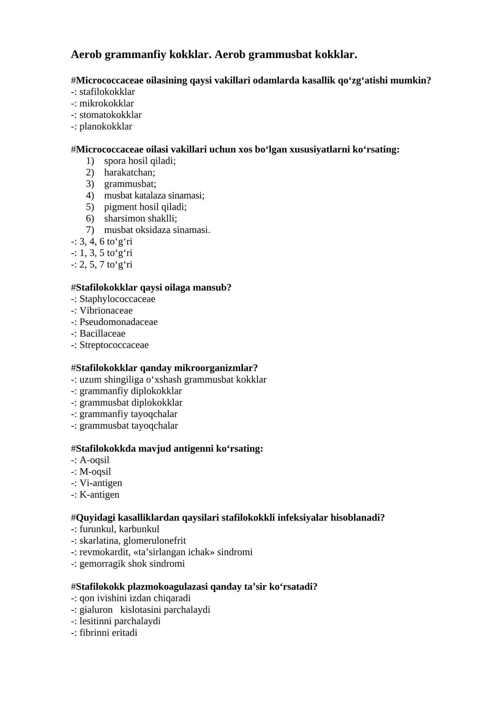 Aerob grammanfiy kokklar. Aerob grammusbat kokklar 1