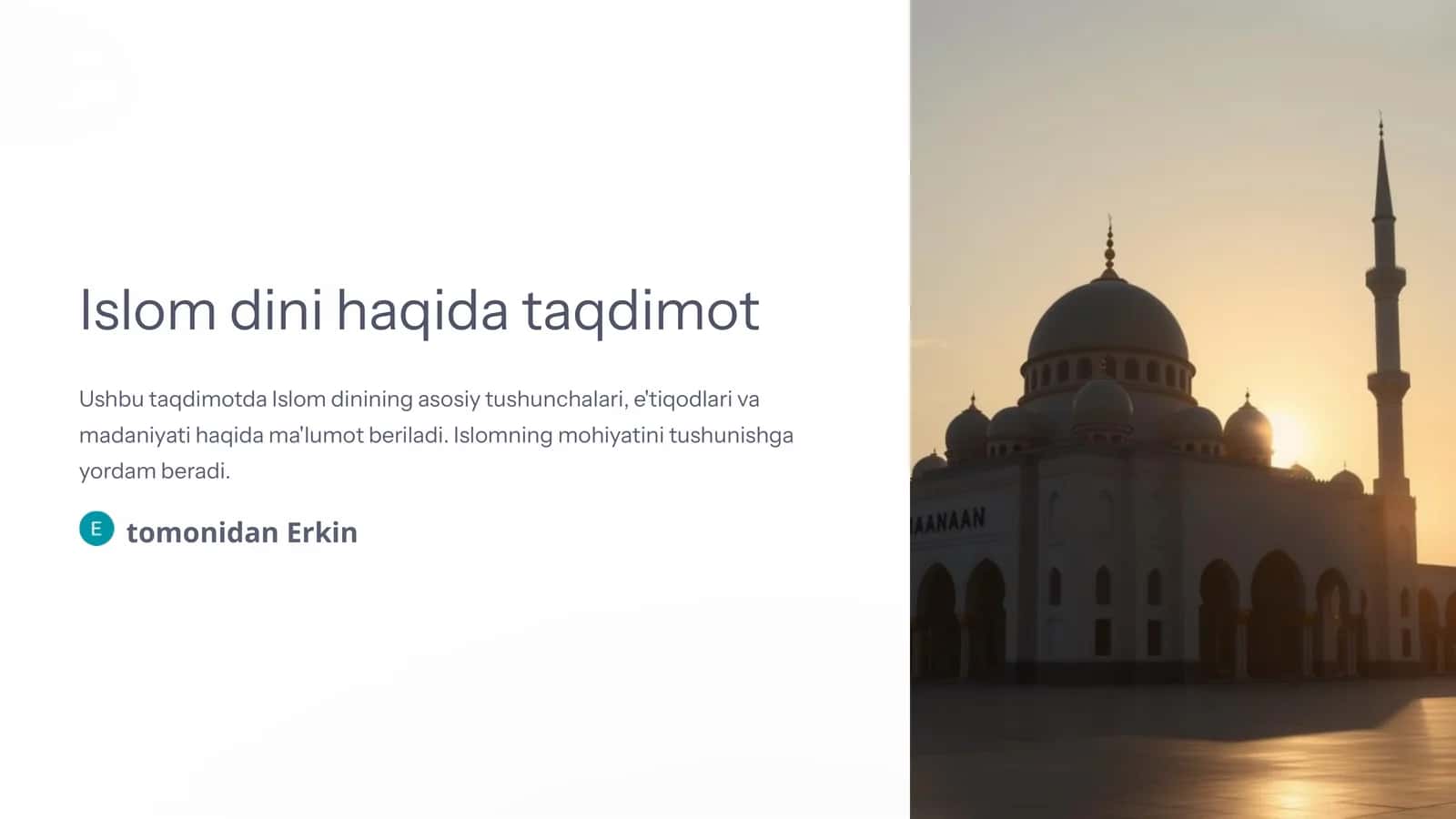 Islom dini haqida taqdimot 1
