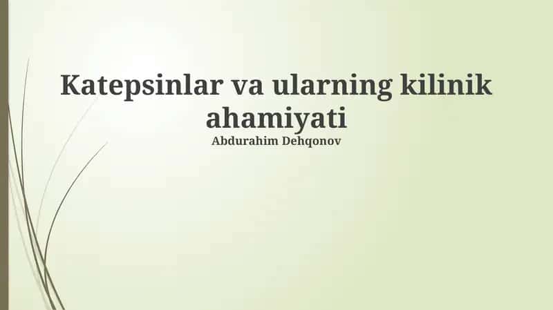 Katepsinlar va ularning kilinik ahamiyati 1